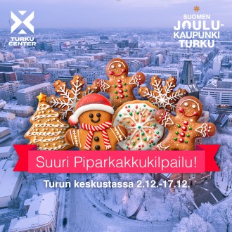 Suuri Piparkakkukilpailu Turun keskustassa 2.-17. joulukuuta.